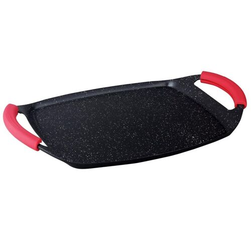 Plaque de cuisson antiadhésive avec revêtement en marbre et poignées amovibles en silicone 47*29cm Herzberg HG-7047-GP