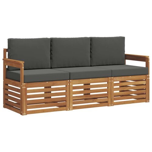 vidaXL Ensembles de canapés avec coussin 3 pcs Naturel et Anthracite