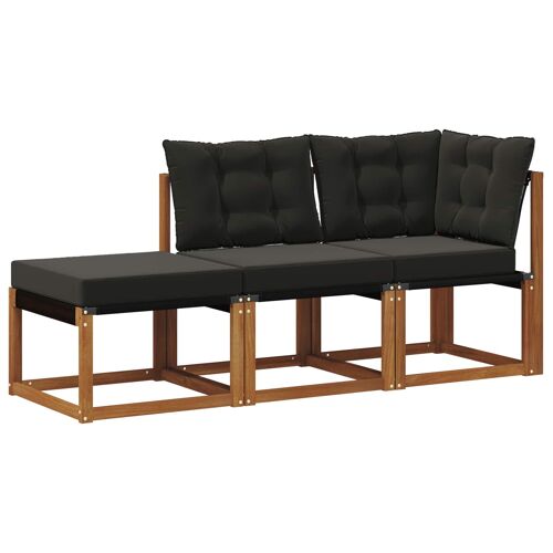 vidaXL Canapés modulaires d'extérieur avec coussin 3 Pièce Naturel