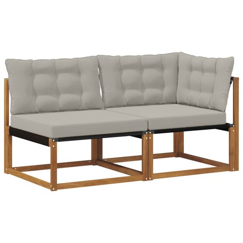 vidaXL Canapé d¿extérieur milieu et coin avec coussin 2 Pièce Naturel