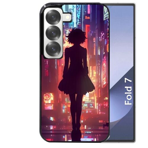 Coque noire Taperso pour Galaxy Z FOLD 7 avec motif new york anime