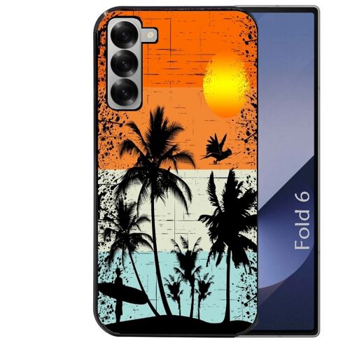 Coque noire Taperso pour Galaxy Z FOLD 6 avec motif hawai sun