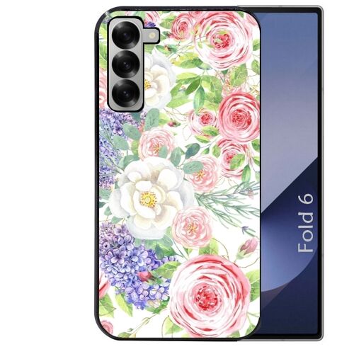 Coque noire Taperso pour Galaxy Z FOLD 6 avec motif fleur couleur pastel