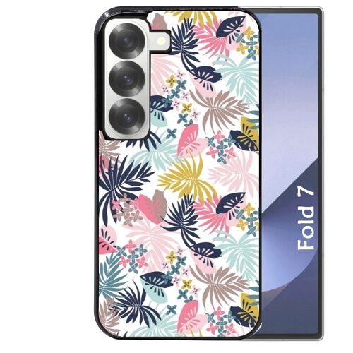Coque noire Taperso pour Galaxy Z FOLD 7 avec motif jungle et fleur rose