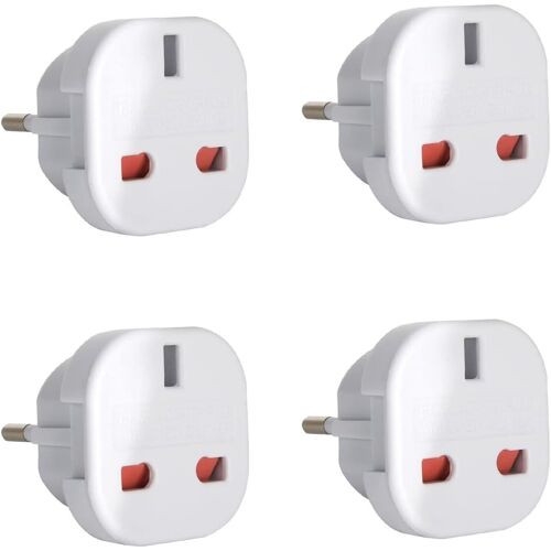 KALANKA-4Pcs UK vers EU Adaptateur de Voyage,Adaptateur Prise Anglaise vers Prise Française,Cet Adaptateur pour l¿Europe, France, Allemagne,Italie,Espagne,Blanc