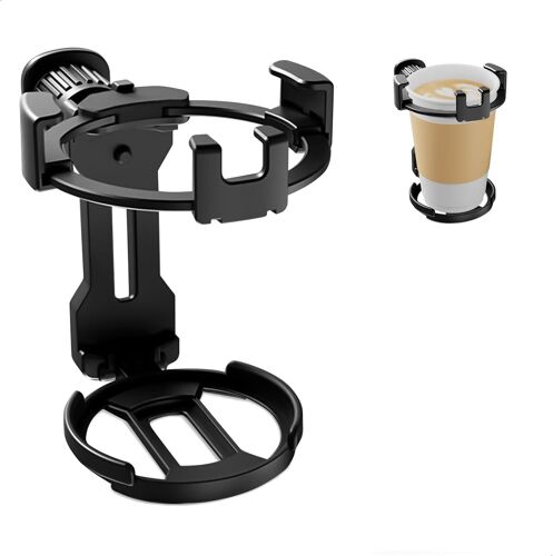 KALANKA-Porte-gobelet de voiture et support de téléphone portable 2 en 1 - Porte-gobelet pliable pour ventilation - Support universel pour smartphone et bouteilles - Noir