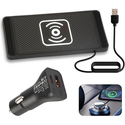 KALANKA-Chargeur de Voiture sans Fil 15W Chargeur Induction Voiture avec PD40W QC3.0 Tapis Chargement Antidérapant Compatible avec iPhone15 14 13 12 11 Samsung S23 S22 AirPods (1m Câble)