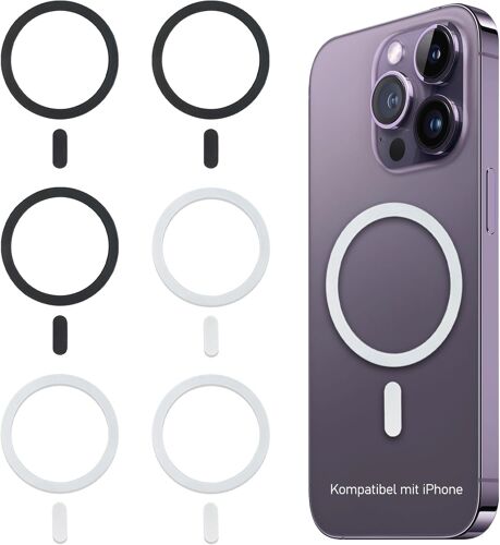 KALANKA-6 Pièces Anneau Magnétique Adaptateur Charge Sans Fil Kit de Conversion Autocollant Magnétique Compatible avec iPhone 14/13/12/11/X Série Samsung A13 A54 A53