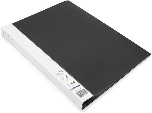 Prot¿¿Ge Documents A4 40 Vues Premium En Polypropyl¿¿Ne Opaque Identifiable - 20 Pochettes Transparentes - Noir