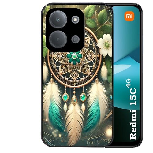 Coque noire Taperso pour REDMI 15C 4G et 5G avec motif dreamcatcher talisman