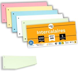 Perfect Line - Intercalaires Recycl¿¿S, Lot De 100, Forme Trap¿¿Ze, 5 Couleurs, Perfor¿¿S - Certifi¿¿S Ange Bleu, Pour Format A4, Fabriqu¿¿S En Allemagne