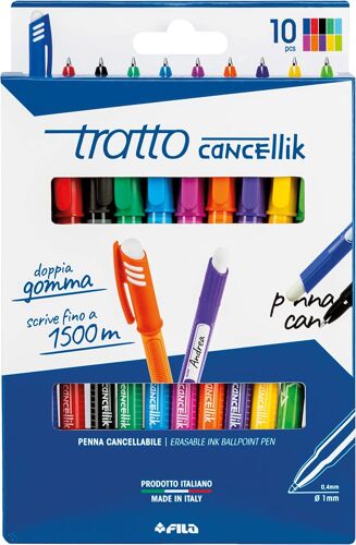 Tratto Cf10 Cancellik Ass Busta Stylo Roller Gel (Noir, Bleu, Vert, Bleu Clair, Vert Clair, Orange, Rouge, Jaune, Bleu)