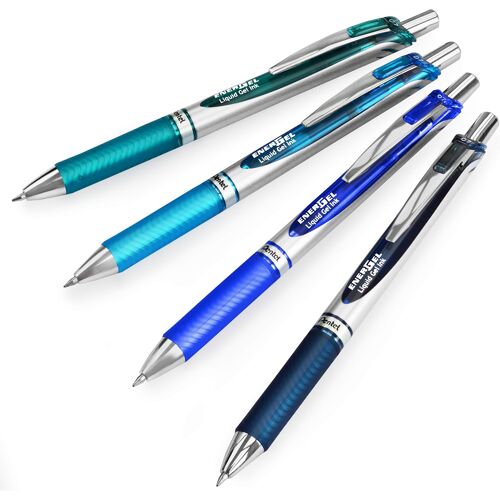 Lot De 4 Stylos ¿¿ Encre Gel Liquide R¿¿Tractables - 0,7 Mm - 54 % Recycl¿¿ - Tons Bleus
