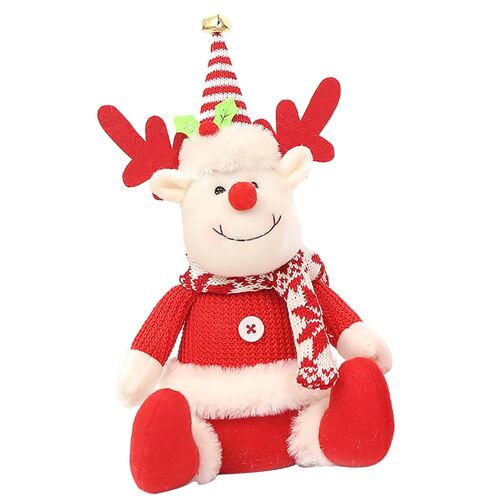 Figurines en peluche de Noël, animaux en peluche de Noël, poupées en peluche assises pour élans et cerfs.
