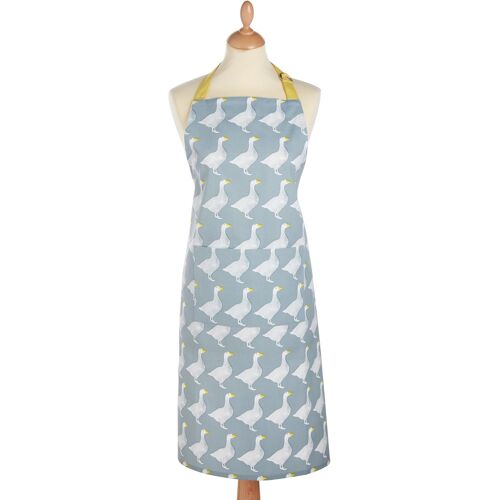 Loranka-Masterclass - Tablier De Cuisine 100% Coton Avec Bretelles Réglables, Motif ""Oie"", Gris / Blanc, Taille Unique