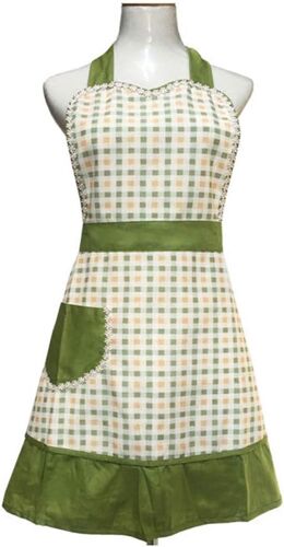 Loranka-- Tablier Rétro Vichy Vert, Bavoir Avec Poche, 68cm X 74cm, Adulte, Filles, Femme, Cuisine/Cuisine