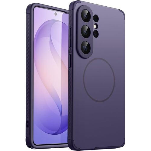JGD-Coque Magnétique pour Samsung Galaxy S26 Ultra, Compatible avec MagSafe, Étui Housse Double Couche Usage Intensif Antichoc, Protection Complète Objectif Caméra, Dos PC Dur (Héron Violet)