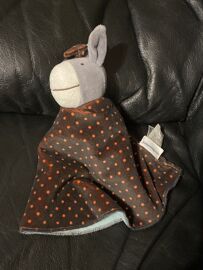 DOUDOU RÉVERSIBLE ÂNE VERTBAUDET ÂNESSE FILLE GARÇON RAYURES POIS 24CM
