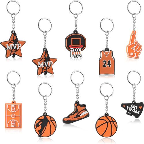 Kalanka-10 X Porte-Clés Basketball Cadeaux Garçon, Basketball Party Cadeaux D'anniversaire Pour Enfants, Porte-Clés Chaînes De Clés Souvenirs De Sportifs Pour Les Fans De Sport