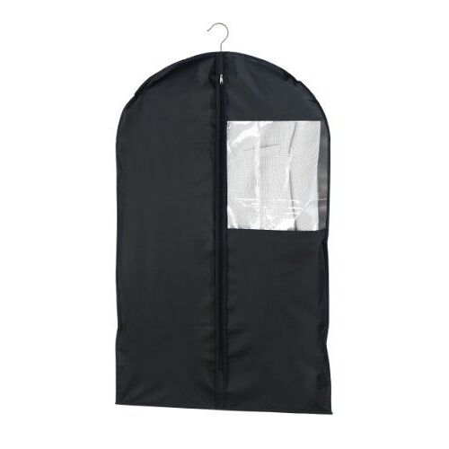 Housse De Vêtements Deep Black, Housse De Protection Pour Costume Avec Fermeture éclair - Fenêtre Transparente Et Ouverture Pour Cintre, Polyester, 150x60 Cm, Noir - Wenko