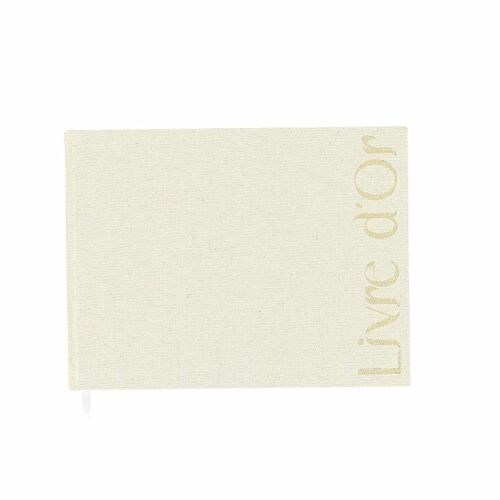 LIVRE D'OR TISSU EFFET LIN 68P 23.5X18CM BEIGE