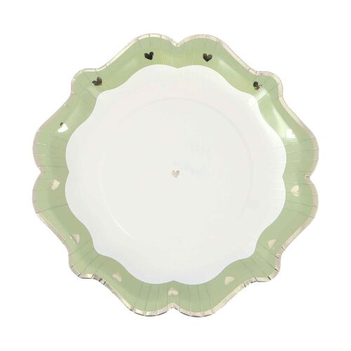8 ASSIETTES CARTON PETIT C?'UR 23CM VERT-DE-GRIS