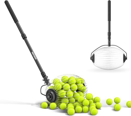 Neewer Ramasse-Balles De Tennis,77-148 Cm,Télescopique,Panier De Récupération Supérieur,Support À Roulettes Pour Balles De Tennis,Accessoires Et Équipements D'entraînement,Tb01s
