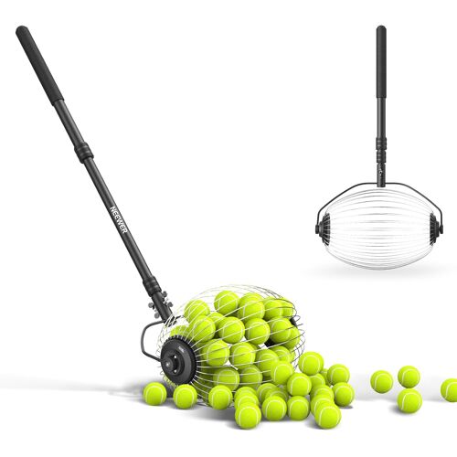 Neewer Ramasse-Balles De Tennis,77-148 Cm,Télescopique,Panier De Récupération Supérieur,Support À Roulettes Pour Balles De Tennis,Accessoires Et Équipements D'entraînement,Tb01s