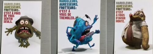 3 Cartes Postales : Harceleurs, Agresseurs, Frotteurs : C' Est À Vous De Vous Sentir Seuls - C' Est À Vous D' Avoir Honte - C' Est À Vous De Trembler