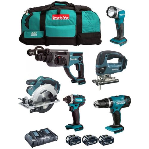 Makita - Kit Dlx6068pt (dhp453 Dtd152 Dhr202 Djv180 Dss611 Dml802 3 X 5,0 Ah Dc18rd Lxt600)