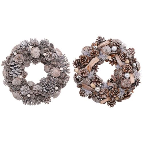 Set De 2 Couronnes De L'Avent Décoration NoÃ«l Pommes De Pin 32cm