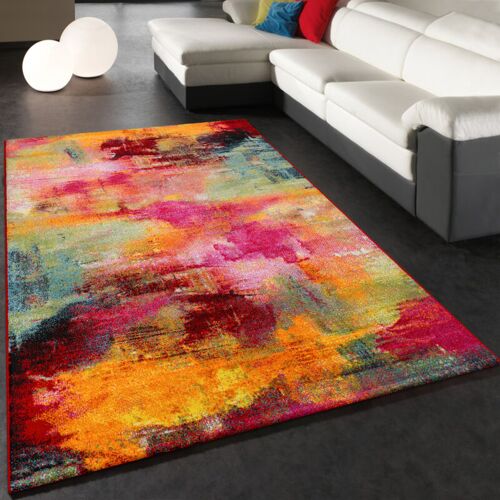 Paco Home - Tapis Design Moderne Toile Optique Multicolore Vert Bleu Rouge Jaune 120x170 Cm