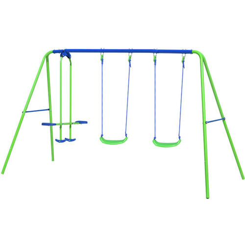 Outdoor Toys - Balançoire D'extérieur Jardin Pour Enfant De Plus De 3 Ans 280x140x180 Cm Cadre En Métal Double Siège 45 Kg