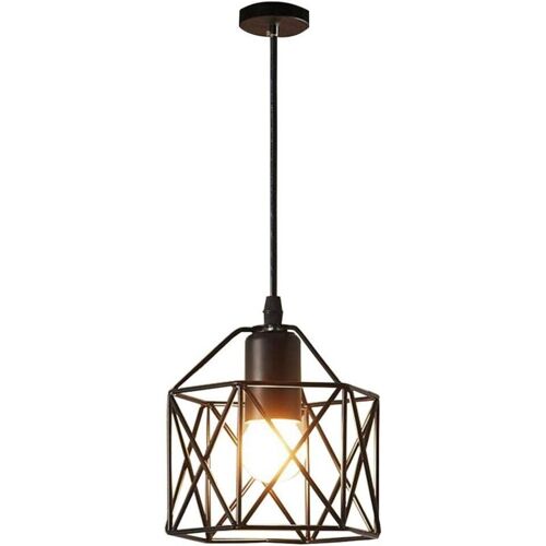 Lustre Suspension Métal Noir, Plafonnier Sélle À Manger Fer Forgé, Câble Réglable Ampoules E27 Pour Restaurant Sélon Chambre Et Escalier