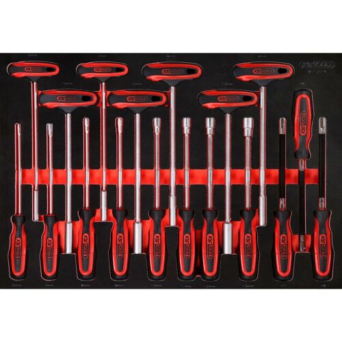 Jeu De Clés Mâles Coudées à Poignée En T Dans Insert En Mousse, 18 Pcs