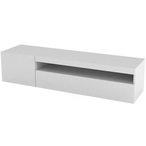 Dmora - Meuble Tv Dmangoni, Buffet Bas De sélon Avec 2 Portes, Base Meuble Tv, 100% Made In Italy, Cm 150x40h37, Blanc Brillant