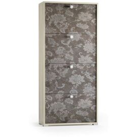 Dmora - Meuble à Chaussures Dmarcat, Meuble D'Entrée Polyvalent Avec 4 Portes Abattantes, Meuble à Chaussures Double Profondeur, Fabriqué En Italie, 67x28h147 Cm, Orme Et Fantaisie