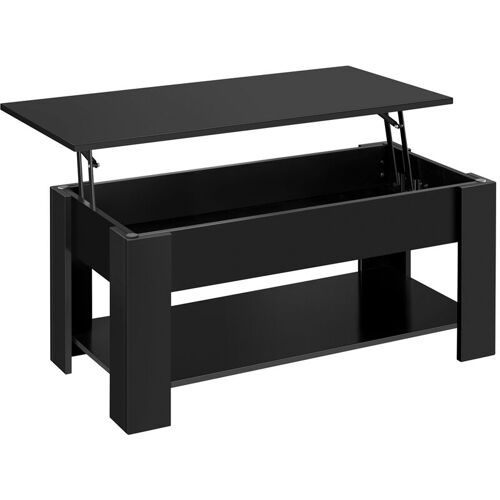 Table Basse Avec Plateau Relevable En Bois Mdf, Table De sélon Moderne Avec Compartiment Caché, Table Avec Porte-revues, Une étagère De Rangement, Bureau Chambre sélon - Yaheetech