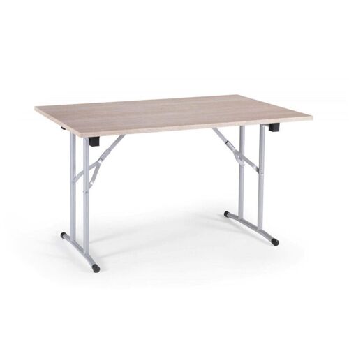 Table Pliable Daccurs, Table De Camping Avec Pieds Pliants En Métal, Table À Manger Moderne Polyvalente, Fabriqué En Italie, 125x75h80 Cm, Chêne Et Gris - Dmora
