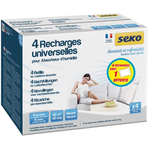 Recharges Universelles Pour Absorbeur Humidité Neutres 4dont 1 Offerte