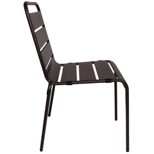 Chaise à Lattes En Acier Noire - Lot De 4 - Bolero
