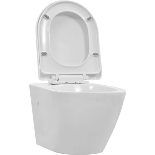 Toilette Suspendue Au Mur séns Rebord Siège De Toilette Wc Toilette Cuvette sélle De Bain Maison Intérieur Durable Céramique Blanc