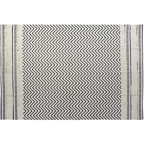 Dkd Home Decor - Tapis Coton 160x226x0,7 1000 Gsm Zig Zag Noir