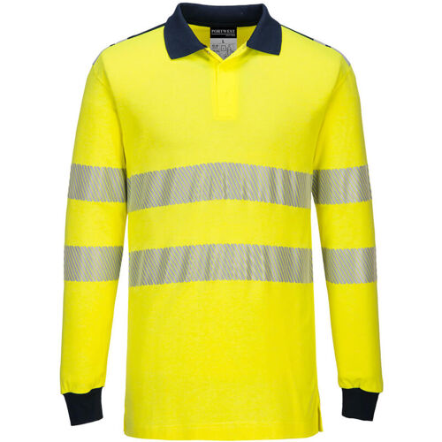 Portwest - Polo De Travail Manches Longues Haute Visibilité Ignifugé Jaune / Marine L