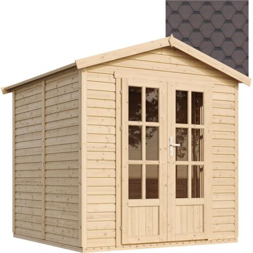Timbela - M351fb Cabane En Bois Avec Plancher, Avec Bardeaux Bitumineux Couleur Marron L233xp222xh233cm, Abri En Bois De Jardin Multifonctionnel