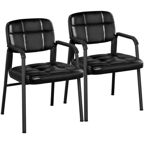 Lot De 2 Chaises Rembourrées En Smili-cuir Fauteuil D'Accueil Visiteur Pour Bureau/sélle D'Attente/sélle à Manger 58 X 58 X 86cm, Noir - Yaheetech