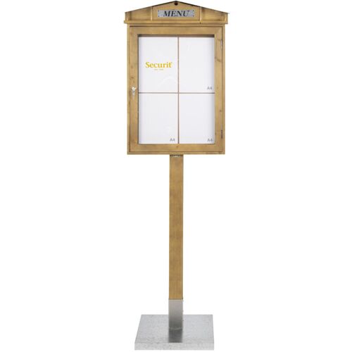 Présentoir Led Rustic (set Complet Avec Pied + Socle) - Acajou Finition Laquée - Présente 4 Pages A4 - Securit