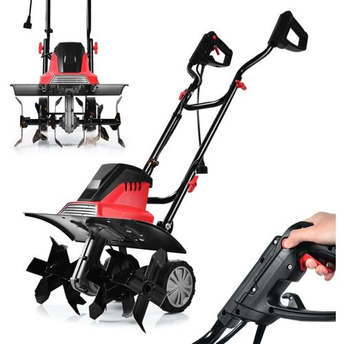 Motobineuse électrique 1500 W à 400 Rpm, Motobineuse Avec Profondeur Travail 22 Cm, Largeur 43 Cm Et 6 Lames, Poignée Pliable Et Bouton De Sécurité Pour Jardin (1500w) - Relax4life