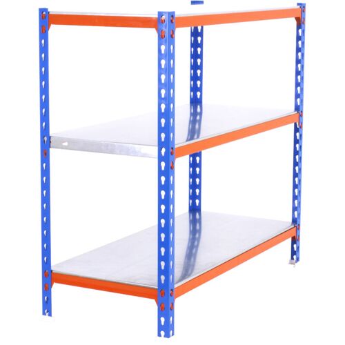 Tagère Rangement, 1000x800x300 Mm, 3 Niveaux, 180 Kg Capacité De Charge Et Point De Flexion, Métal , étagère Garage, Bleu/orange/galvanisé - Simonclick - Simonrack