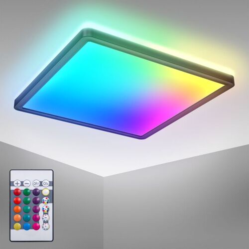 B.K.Licht - I Plafonnier Led Rgb I Panneau Led Ultraplat I Changement De Couleur I Plafonnier Rgbw À Intensité Variable I Éclairage Indirect I Télécommande I Noir